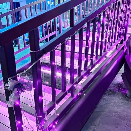 YOLIGHT 13ft 96 LED Icicle String Lights with Memory Function Controller, Indoor Curtain Fairy Lights Halloween Hanging Decoration for Patio Garden Bedroom Christmas Wedding (Purple) - Image 6