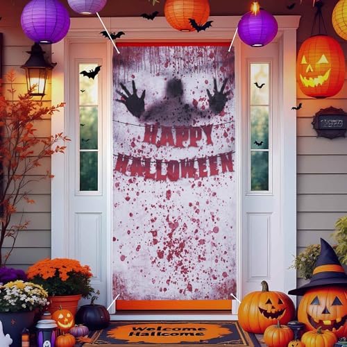 Halloween Decorative Handprint Door Windoor Cover for Halloween Eve Background Party Wall Decoration by BULLSPANN