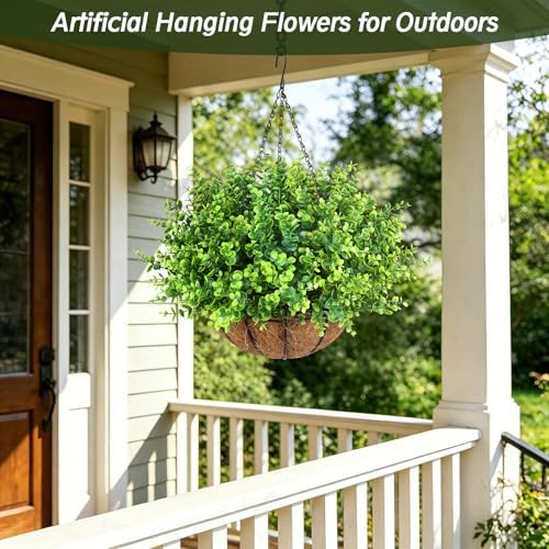 Artificial Greenery Eucalyptus Boxwood, Faux Outdoor Plants, 12PCS - Image 2