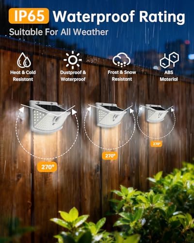 Aootek Solar Motion Sensor Lights Outdoor 120 LEDs, White, 6 Pack - Image 2