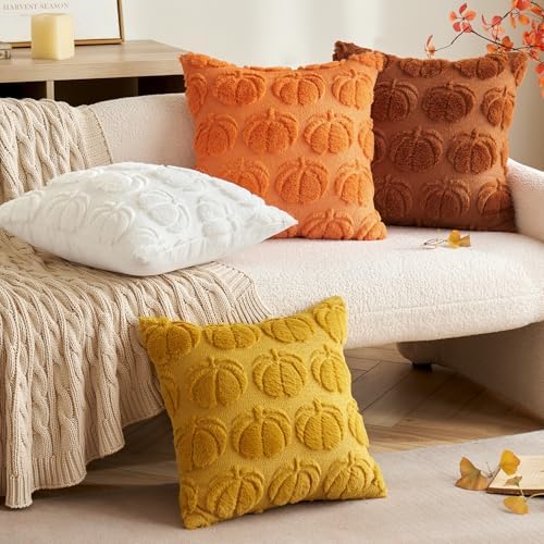 MIULEE Fall Pillow Covers Pumpkin Fall Decor 18x18 Orange - Image 3