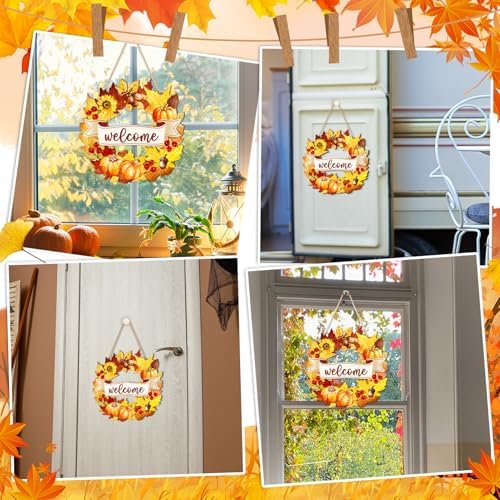 Britimes Fall Harvest Welcome Door Sign, Wooden, for Home Decor - Image 7