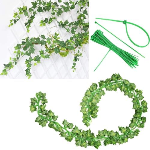 Fake Vines for Room Decor 48PCS Artificial Ivy Garland with Clip 336FT Green Flowers Hanging Plants Faux Greenery Leaves Bedroom Aesthetic Decor for Home Garden Wall Wedding - Image 3