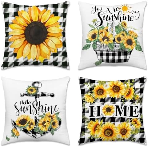 pinata Throw Pillow Covers 16x16, Sunflower Decor, Outdoor Pillow Covers by Pinata