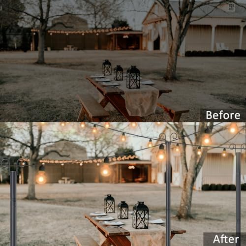 String Light Poles for Outside Deck 2 Pack 8FTHeavy Duty Metal Garden Outdoor Light Poles for Solar String Light Bulbs Hanging Kit for Yard Garden Fence Post Deck Party Wedding - Image 6