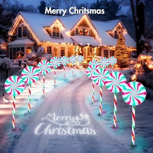 Brightown 6 Pack Lollipop Christmas Pathway Lights Outdoor, 27inch 120 LED - Image 5