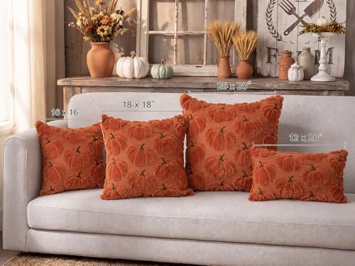 Fall Pillow Covers 18x18 Set of 2 Rust Red Pumpkin Decorations for Home - Image 6