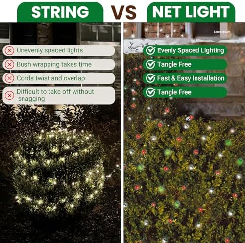 Christmas Light Net – 150 LED Cool-White Mesh Lights - 4 ft x 6 ft – Outdoor/Indoor – Net Lights for Bushes, Hedges or Trees - Image 6