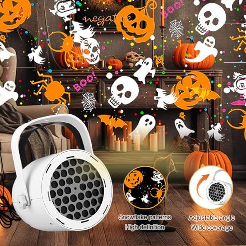 LED Halloween Projector Lamp, 16-Pattern HD Projector Light, USB-Powered mini ABS Projector, Indoor Outdoor Home Decor for Living Room Bedroom Party - Image 2