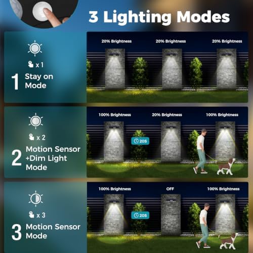 kolpop Solar Fence Lights Outdoor with Motion Sensor,Fence Lights Solar Powered,IP65 Waterproof,3 Modes LED Solar Lights for Patio,Backyard,Railing,Wall,Nighttime,Party,Pool,8 Pack,Cool White - Image 3