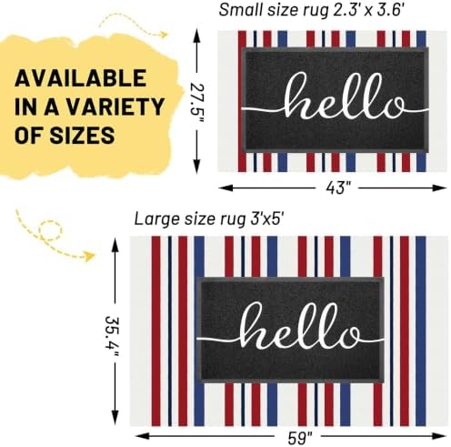 KILOCOCO 250th Anniversary Patriotic Striped Rug 3x5 ft, Red Blue White - Image 2