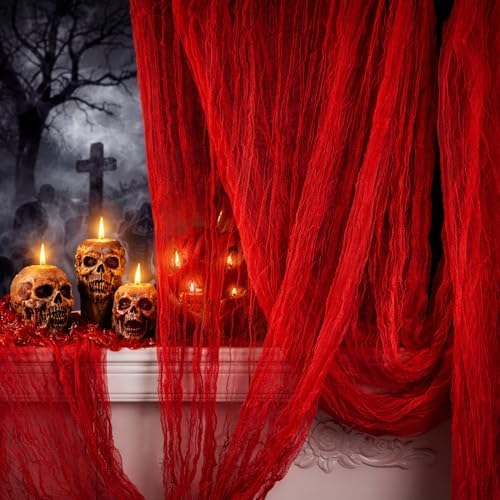 200" x 85" Halloween Red Creepy Cloth, Bloody Scary Creepy Gauze Cloth by Watayo