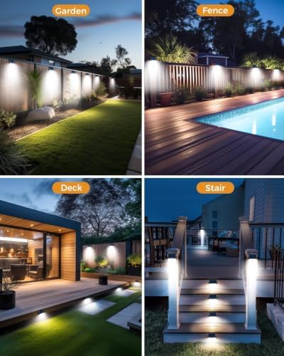 vighep 4 Pack Solar Motion Lights Outdoor, Waterproof Fence Lights Solar Powered with 3 Lighting Mode, Cold White LED Step Light for Outside Wall Yard Deck Stairs Garden - Black - Image 6