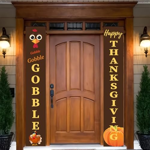 HOMETITUTE Gobble Thanksgiving Porch Banner Set 12 x 71 Inch 2 Pack - Image 5