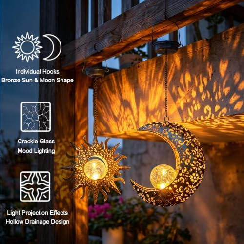 Solar Hanging Lights Outside,Lanterns Outdoor Waterproof Garden Decor - Image 2