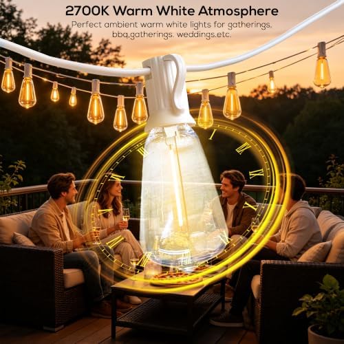 Banord ST38 Outdoor String Lights, 25FT White Patio Lights with 13 Bulbs - Image 2