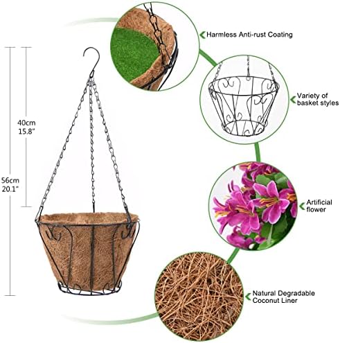 INQCMY Fake Hanging Flowers with Basket Artificial Violet for Outdoor - Image 5