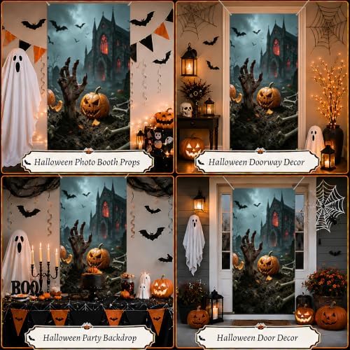 Halloween Door Cover, Fabric Front Door Porch Sign for Halloween Party - Image 5
