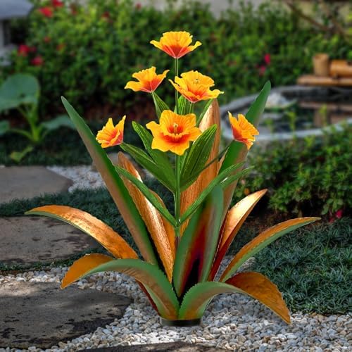 TOMBABY Huge Metal Agave Plants Outdoor Decoration Outdoor Garden Decorated with Flowers Mexican Yard Art Plant Garden Gift (Green 1 Pack) by TOMBABY
