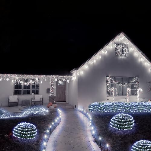 BlcTec Christmas Net Lights, 200 LED 8.4ft x 5.2ft Outdoor Christmas Lights with 8 Modes, Timer, Connectable, Waterproof Design for Trees, Bushes, Shrubs Yard Outdoor Xmas Decorations, Cool White - Image 6