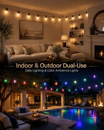 Outdoor String Lights, ST14 Milky White Smart Color Changing LED Patio Lights with App & Remote, IP65 Waterproof Shatterproof Hanging Lights for Party (50FT) - Image 5