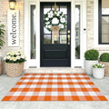 KOZYFLY Buffalo Plaid Rugs 3x5 ft Halloween Orange and White Front Door Mat by KOZYFLY