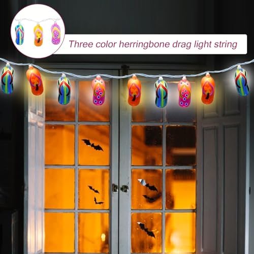 8.5Ft Tropical Beach Themed Decorations Slipper LED String Lights with 10 Colorful Flip Flop, Outdoor Beach Flip Flop String Lights for Summer Camp Tent Wedding Holiday Party Garden Bedroom Decor - Image 4