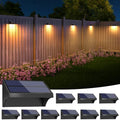 NIORSUN Outdoor Fence Lights, 10 Pack Waterproof LED Solar Fence Lights with 1500mAh Battery, Warm White/Cool White/RGB, Easy-to-Install Wall Light for Deck, Patio, Railing, Stairs, Backyard – Black by NIORSUN