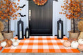Fall Front Porch Rug 24"x51",Orange and White Halloween Outdoor Rug by BUAGETUP