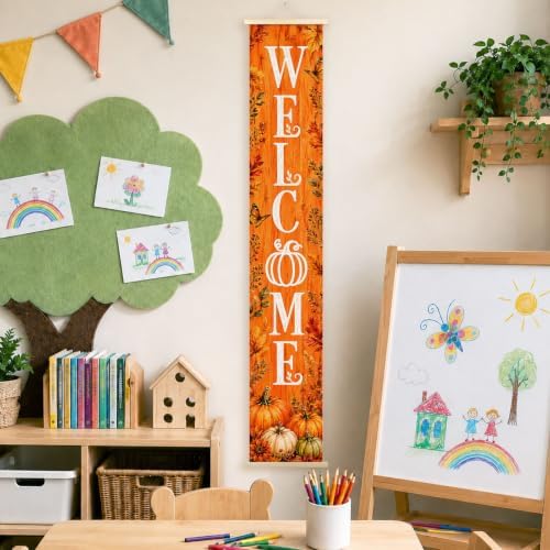 Fall Pumpkin Welcome Porch Door Banner Wall Decorations 8x47 - Image 3