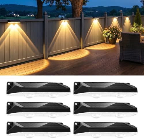 Brightown 8 Pack Solar Fence Lights Outdoor, 3000/4000/6000K/RGB 12 Modes by Brightown