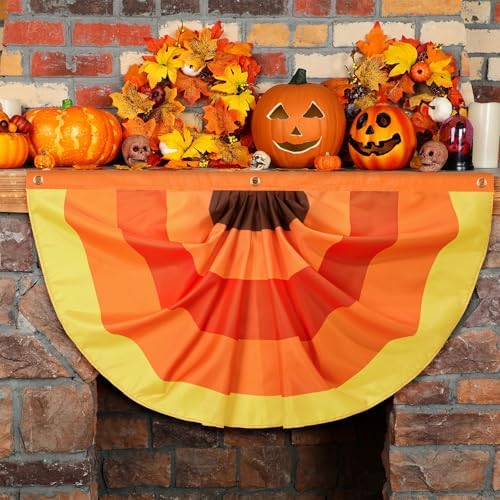 Newwiee 4 Pcs Thanksgiving Fall Bunting for Outside, Brown, 3 x 1.5 ft - Image 4