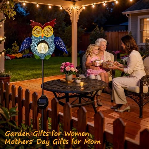 Go2garden Solar Owl Garden Gifts Lights Outdoor, 3D Waterproof Colorful Yard Art Decor with Stakes for Pathway Sidewalk Ornaments, Birthday Garden Gifts for Mom Women(1Pack) - Image 6