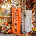 Weysat Fall Pumpkin Porch Sign Thanksgiving Autumn Wooden Welcome Sign Decor for Front Porch Vertical Standing Welcome Decor for Patio Front Door Home Party Wall Yard Farmhouse Outdoor 35 x 12 Inch by Weysat