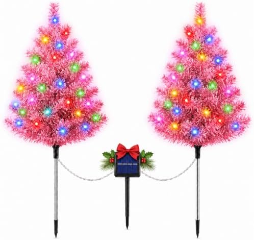 FANFX Solar Christmas Tree Lights 2 Pack Outdoor Pathway Yard Holiday Decor by FANFX