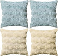 AVOIN colorlife Blue Beige Fall Throw Pillow Covers 18x18 Inch by AVOINcolorlife