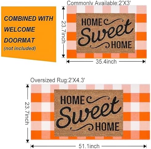 Fall Front Porch Rug 24"x51",Orange and White Halloween Outdoor Rug - Image 3