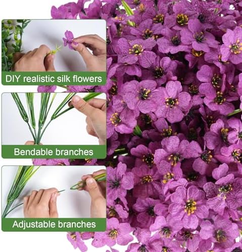 24 Bundles Artificial Flowers for Outdoor Faux Plants for Spring Summer Decoration, UV Resistant Realistic Silk Plastic Fake Flowers Garden Porch Patio Balcony Yard Front Home Decor - Image 3