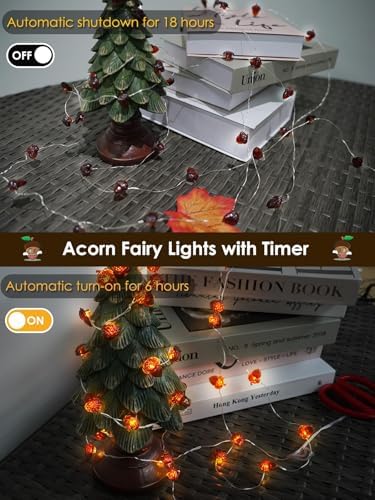 EXF Fall Decor Acorn Fairy Lights Battery Operated with Remote 10FT 30 LED - Image 4