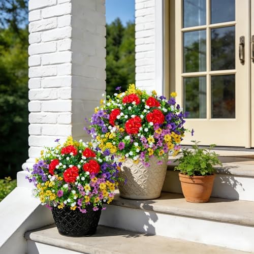 Hrobek Fake Artificial Silk Flowers for Outdoors with Realistic UV Resistant, Faux Plants for Outside Indoor, Home Patio Garden Back Yard Front Porch Decor Spring Summer(12 Bunches) - Image 6