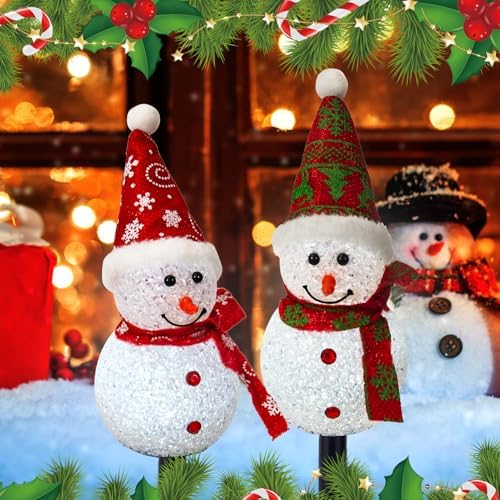 Solar Christmas Snowman Pathway Lights Outdoor Decoration, 3 Pack - Image 7