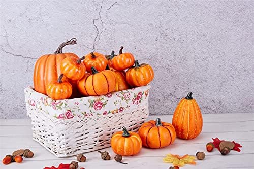 Artmag Package of 12 Pcs Assorted Sizes Artificial Fake Orange Pumpkins Large Faux Harvest Pumpkins for Fall Thanksgiving Halloween Seasonal Holiday Decor Decoration - Image 3