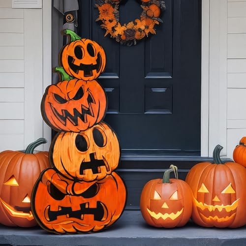 Weysat Vintage Halloween Pumpkin Porch Sign, 32 x 15 in Jack-o-Lantern - Image 6
