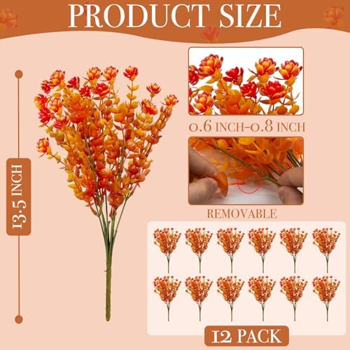 12 Bundles Artificial Fall Flowers for Outdoors Thanksgiving Decorations - Image 2