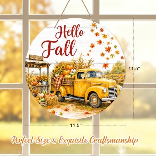 PETCEE Hello Fall Door Sign Fall Decorations for Home Wall Fall Door Decor - Image 3