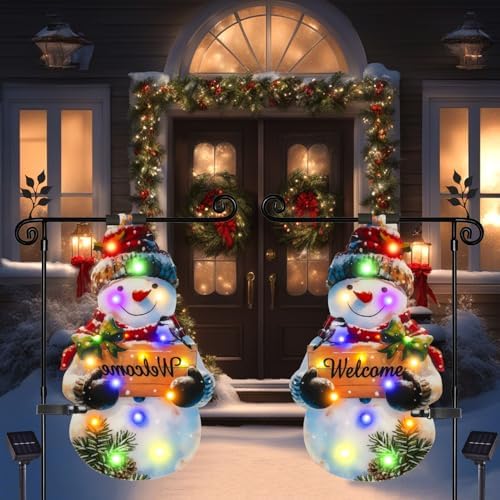 12x18 Lighted Christmas Snowman Garden Flag, Outdoor Decor - Image 3