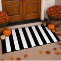 Black White Striped Entryway Rug 2 x 4.3 Ft, Front Porch Area Mat by Unknown