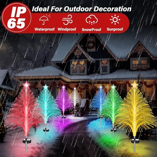 Baquler 12 Pack Solar Christmas Tree Lights Waterproof Path Stake 7 Modes - Image 4