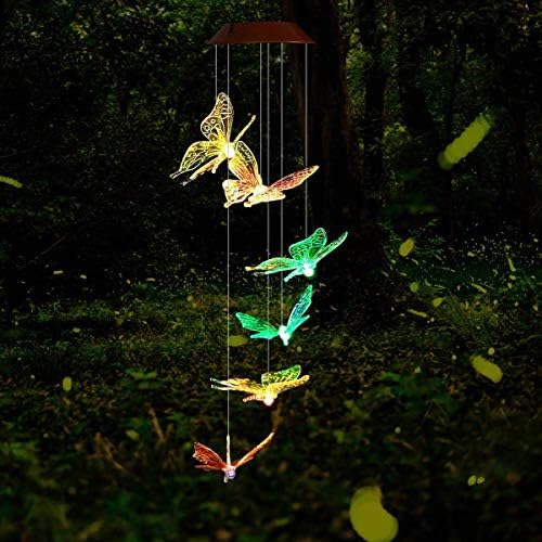 TDA Solar Wind Chimes Light Outdoor Changing Color Decorative Mobile Portable for Patio Walkway Pathway Backyard Landscape Decoration (Transparent Butterfly) - Image 5