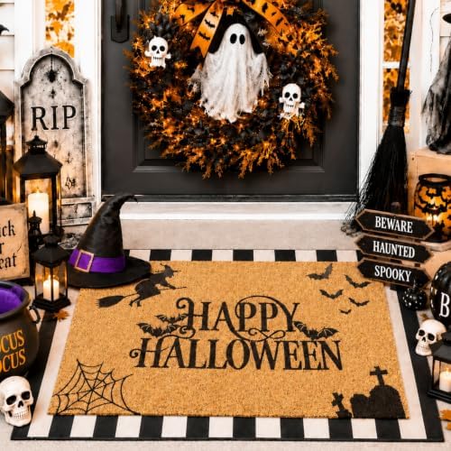Duraaamo 2 Pcs Halloween Doormat Outdoor Happy Halloween Welcome Mats - Image 2